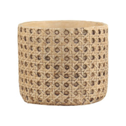 Hnědý obal na květináč s proutěným vzorem Corte -  Ø 13,5*11,5cm
