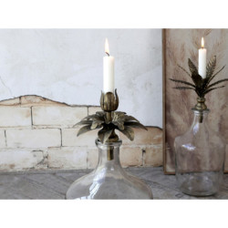 Bronzový antik svícen ve tvaru květu na láhev Floral - Ø 13*14cm