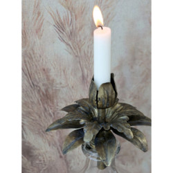 Bronzový antik svícen ve tvaru květu na láhev Floral - Ø 13*14cm