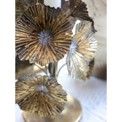 Bronzový antik kovový svícen zdobený květy Flower - Ø 18*24cm