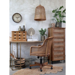 Antik dřevěná židle s výpletem a opěrkami na kolečkách Old French chair - 62*62*92 cm
