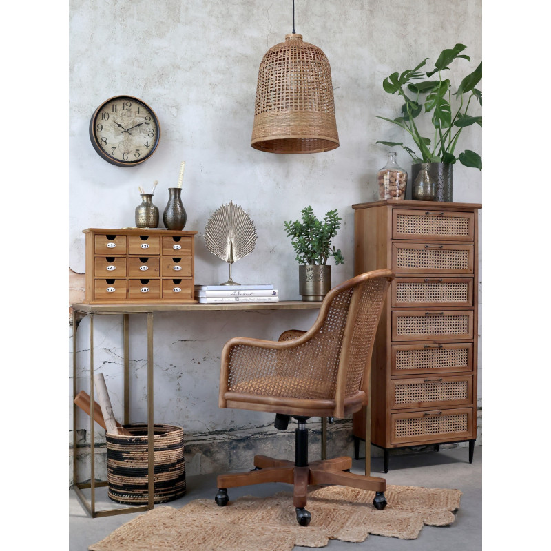 Antik dřevěná židle s výpletem a opěrkami na kolečkách Old French chair - 62*62*92 cm