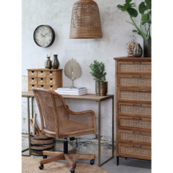 Antik dřevěná židle s výpletem a opěrkami na kolečkách Old French chair - 62*62*92 cm