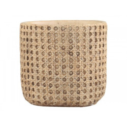 Hnědý obal na květináč s proutěným vzorem Corte -  Ø 18*17cm