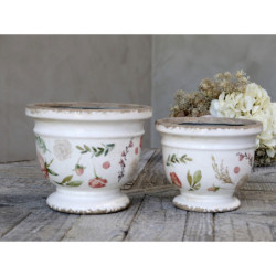 Keramický obal na květináč s růžovými květy Floral Étel - Ø 14*14cm