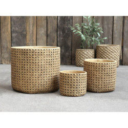 Hnědý obal na květináč s proutěným vzorem Corte -  Ø 18*17cm