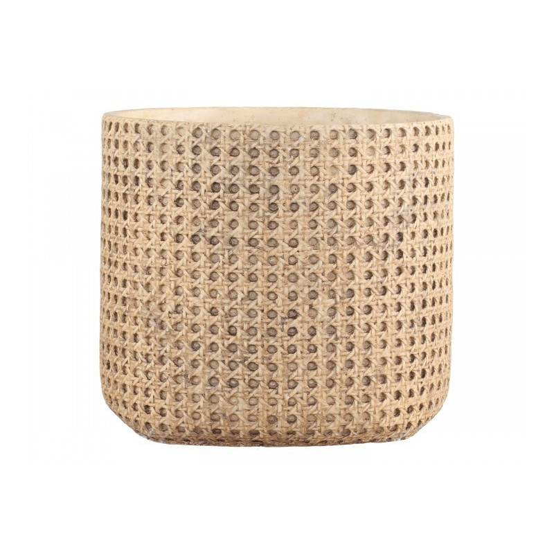 Hnědý obal na květináč s proutěným vzorem Corte -  Ø 26*24cm