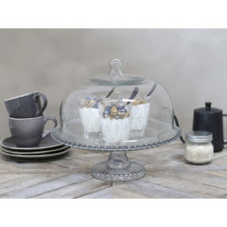 Skleněný podnos na noze s poklopem Glass Dome - Ø 33*26 cm