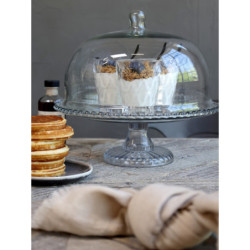 Skleněný podnos na noze s poklopem Glass Dome - Ø 33*26 cm