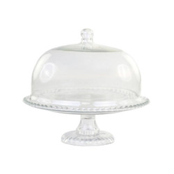 Skleněný podnos na noze s poklopem Glass Dome - Ø 33*26 cm