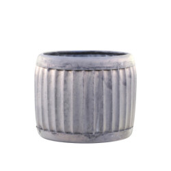 Dekorační plechový antik obal na květináč Grooves M - Ø 23*16cm