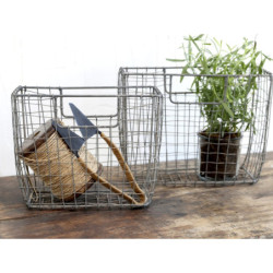 Zinkový antik drátěný košík Fil de fer Basket L - 29*13*22cm