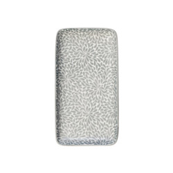 Šedý porcelánový tácek s ornamenty Arés Grey - 20*11*2cm