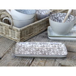 Mocca porcelánový tácek s ornamenty Arés Mocca - 20*11*2cm