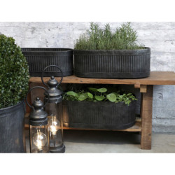3ks oválný plechový zinkový antik obal na květináč Planters - 52*26*18/ 42*20*15/ 32*14*12cm