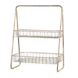 Bronzový antik dekorační kovový etažér Fil de Fer Basket - 23*41*55cm