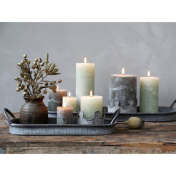 Zelená široká svíčka Macon Rustic verte - Ø 7*15cm/ 60h