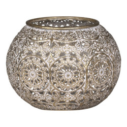 Bronzový antik kovový vintage svícen Vire s patinou - Ø 11*9 cm