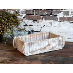 Bílá dřevěná retro bedýnka Brick old white - 30*15*10 cm