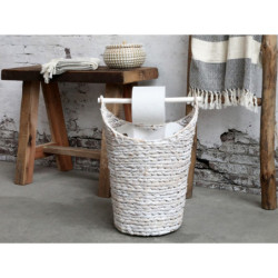 Bílý košík na toaletní papír z vodního hyacintu - Ø30*40 cm