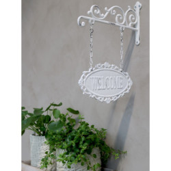 Krémová nástěnná závěsná cedule Welcome – 30*4*38cm