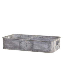 Dekorační plechový zinkový antik podnos s přihrádkami - 41*24*9cm