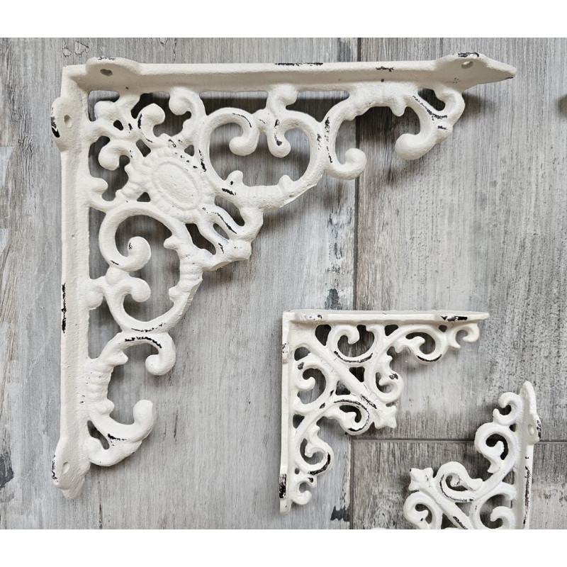 Krémová litinová konzole s ornamentem - 10*3,5*10cm