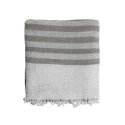 Béžovo - taupe pruhovaný pléd s třásněmi Stripes - 130*170 cm