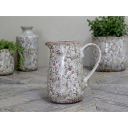 Zelený keramický dekorační džbán s kvítky Florals Evry - 16*11*18cm