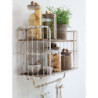 Krémová antik kovová nástěnná polička s háčky Old Shelf - 52*20*45 cm
