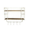 Krémová antik kovová nástěnná polička s háčky Old Shelf - 52*20*45 cm