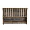 Hnědá antik dřevěná nástěnná polička s přihrádkami a háčky Plate Rack - 80*20*55 cm
