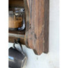 Hnědá antik dřevěná nástěnná polička s přihrádkami a háčky Plate Rack - 80*20*55 cm