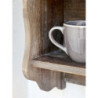 Hnědá antik dřevěná nástěnná polička s přihrádkami a háčky Plate Rack - 80*20*55 cm