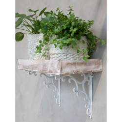 Krémová antik litinová konzole s ornamentem - 25*4*25 cm
