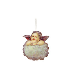 Vánoční kovová závěsná dekorace anděl Angel Vintage - 14*16 cm