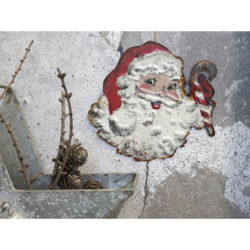 Vánoční kovová závěsná dekorace Santa Vintage - 16*16 cm