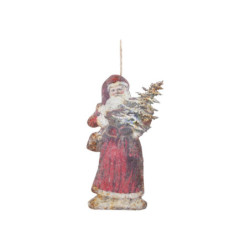 Vánoční kovová závěsná dekorace Santa Vintage - 16*30 cm