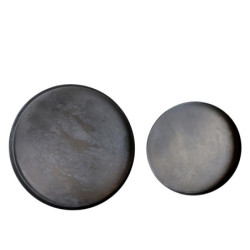 2ks granitový antik dekorační kovový podnos Coal - Ø 21*2cm