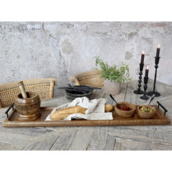 Dlouhý úzký dřevěný servírovací podnos s uchy Tours Tray - 90*20*8 cm