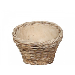 Hnědý šikmý obal na květináč s proutěným vzorem Corte -  Ø 14*11,5cm