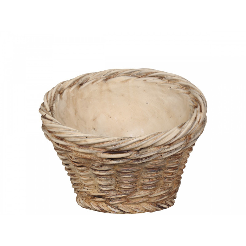 Hnědý šikmý obal na květináč s proutěným vzorem Corte -  Ø 14*11,5cm