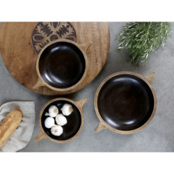 Dřevěná servírovací miska z mangového dřeva Tours Handles - Ø 17*5 cm/ 700ml