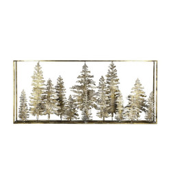 Bronzový antik kovový nástěnný obraz se stromy Wall Décor - 110*7*50 cm