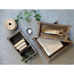 Dřevěná přírodní retro bedýnka Grimaud Brick old - 30*15*10 cm