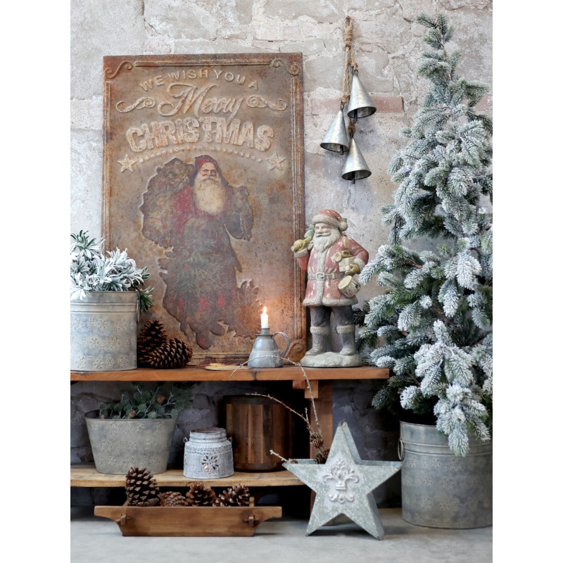 Vintage kovový nástěnný obraz se Santou Merry Christmas - 64*1*100 cm
