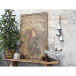 Vintage kovový nástěnný obraz se Santou Merry Christmas - 64*1*100 cm