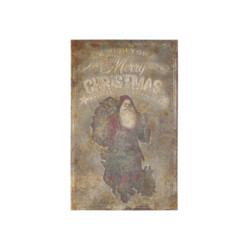 Vintage kovový nástěnný obraz se Santou Merry Christmas - 64*1*100 cm