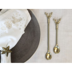 Bronzová antik kovová lžička s jelenem Deer - 14cm