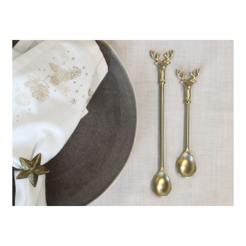 Bronzová antik kovová lžička s jelenem Deer - 14cm